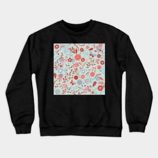 summer meadow | coral, red + blue Crewneck Sweatshirt